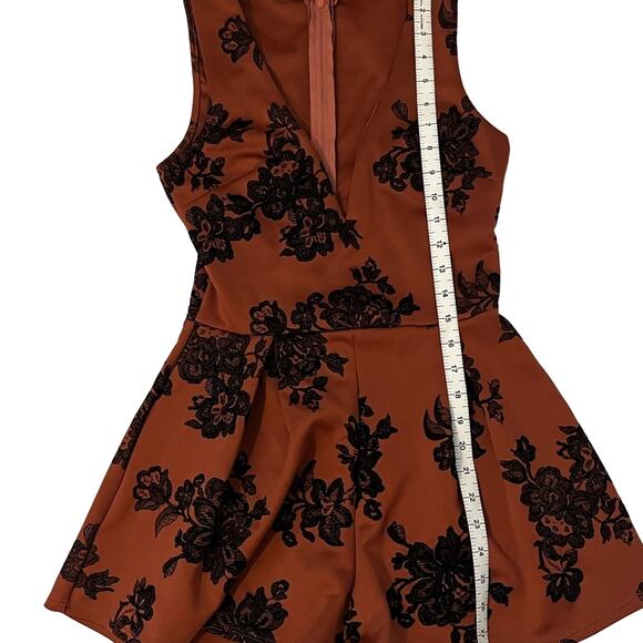 Windsor Shorts Romper Playsuit Sml Terracotta Burnt Velvet Whimsigoth Fairygoth - Picture 9 of 9